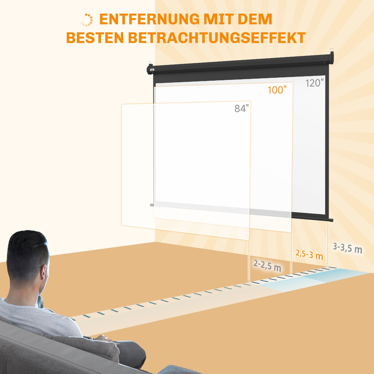 100-Inch Projector Screen, 4:3, 203x152 cm, Black