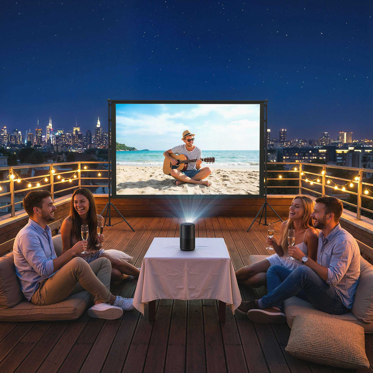 100" Projector Screen with Stand, 4K/8K, 16:9 Ratio