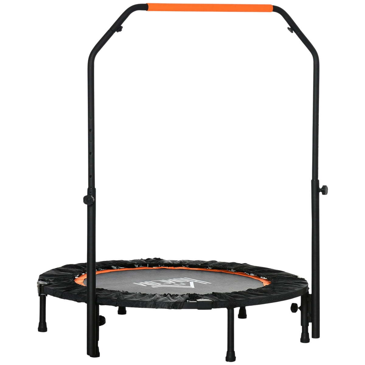 102cm Fitness Trampoline, Foldable Mini Trampoline with Four-Way Height Adjustable Handle, Fitness Rebounder for Adults, up to 100kg, Black