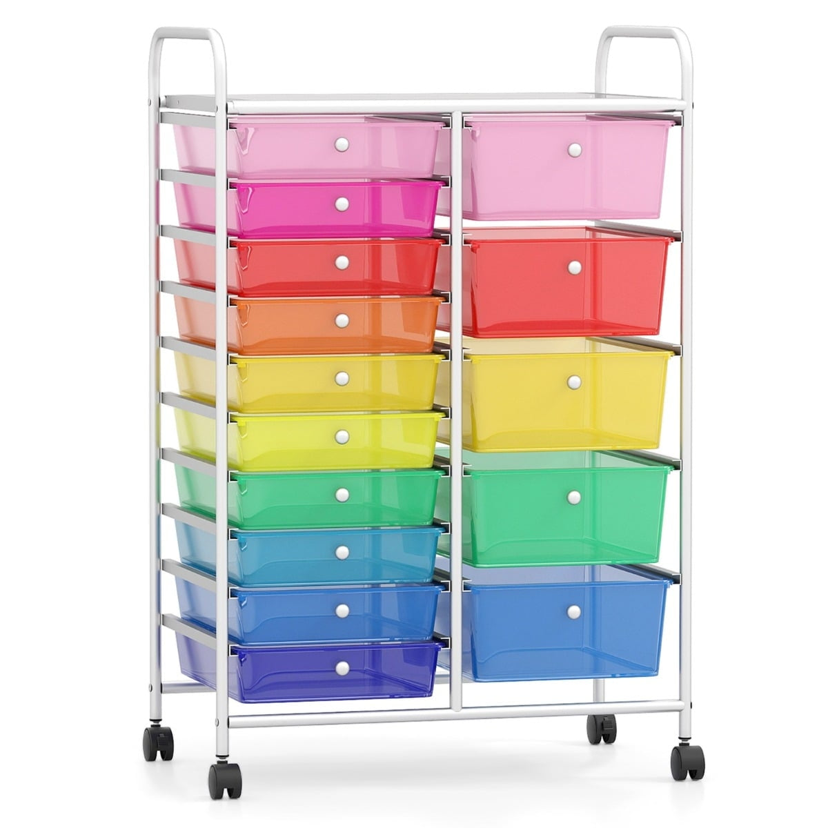 10-Drawer Rolling Cart with Locking Wheels, Metal Frame