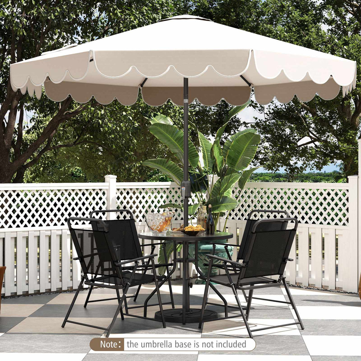 10 Ft Patio Umbrella, Crank Tilt, Vented Canopy, Beige