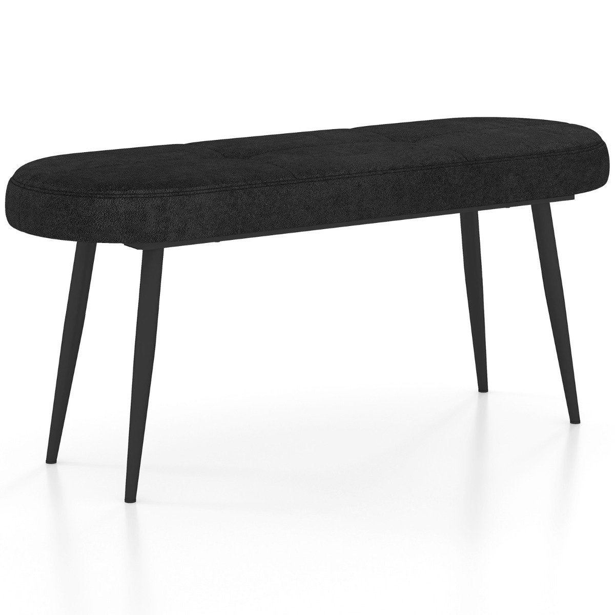 113 cm bench with cushions & Metal legs upholstered bench ottoman up to 300 kg load capacity black