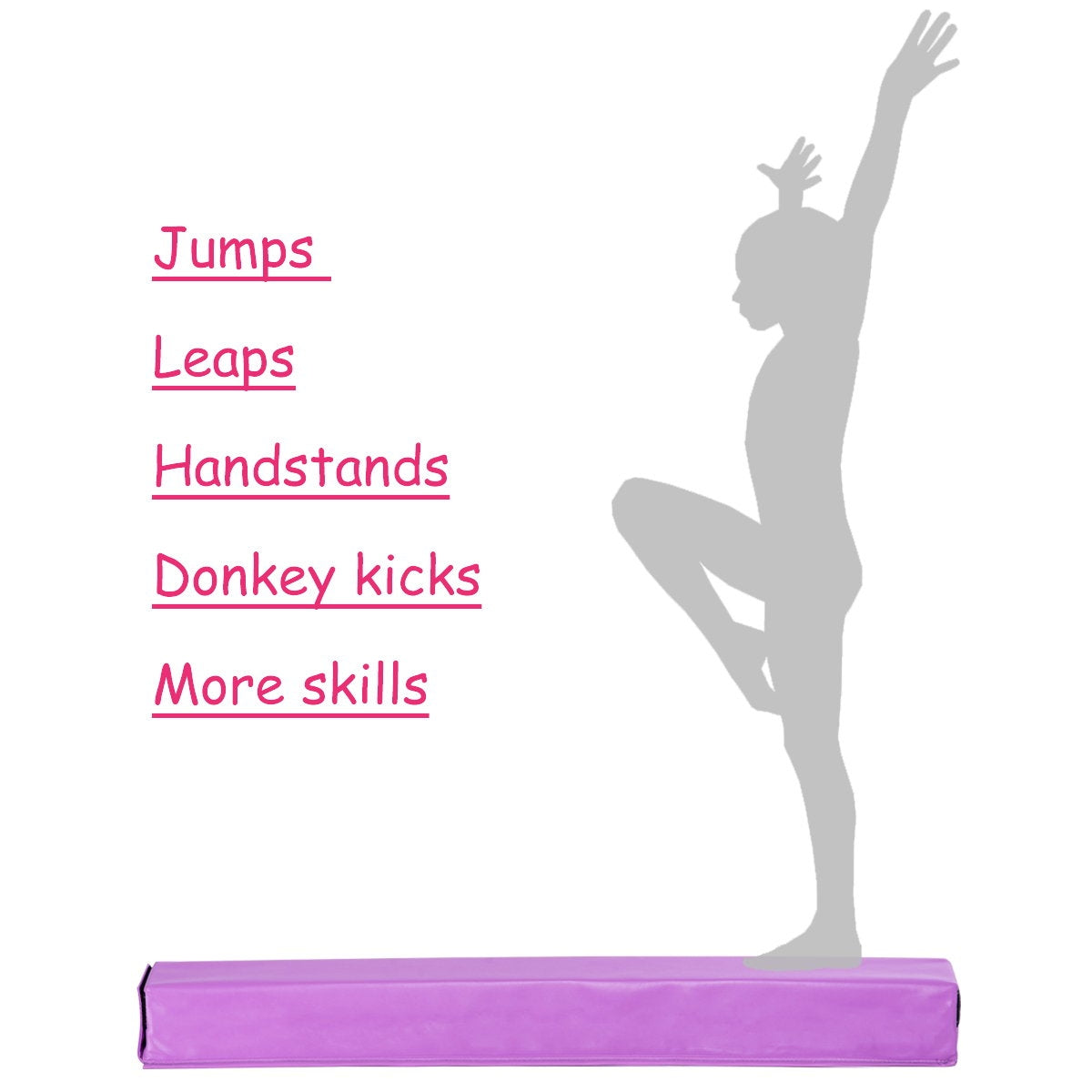 117CM Gymnastics Balance Beam Training Gymnastics Beam Durable Fitness PU Purple