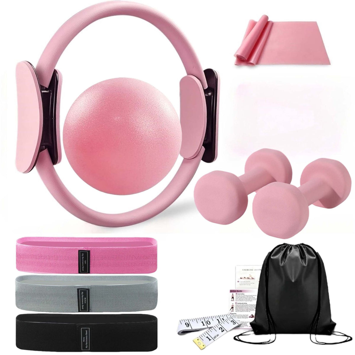 11-Piece Pilates Set with Ring, Ball, Bands, Dumbbells