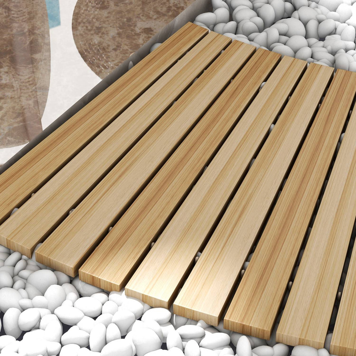 120 Cm Garden Path, Roller Path, Garden Step, Decorative Wooden Step Made Of Fir Wood, For Garden, Balcony, Natural