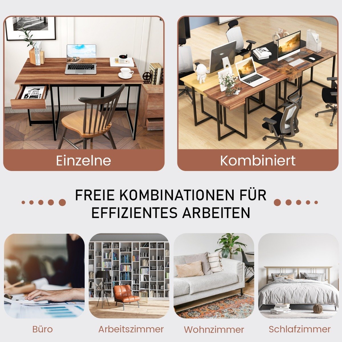 120 cm long computer desk with drawer & adjustable pads computer desk walnut