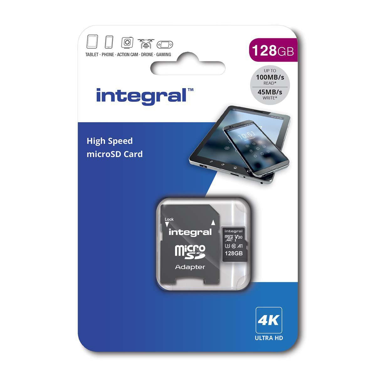 128 GB high-speed microSDHC/XC V30 UHS-I U3 memory card