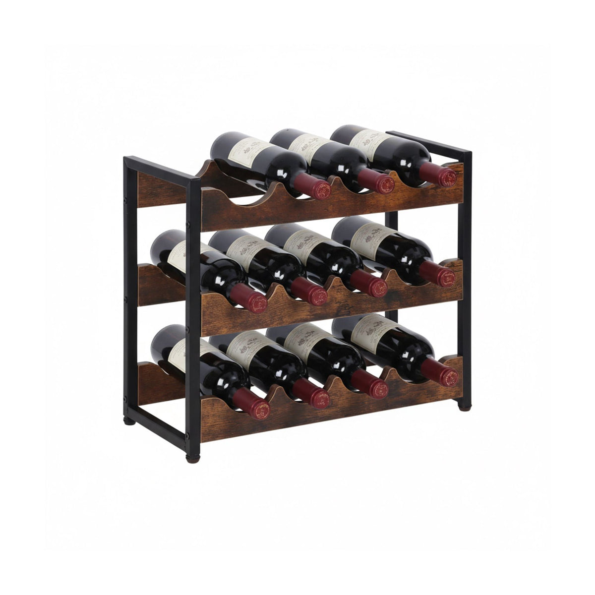 12-Bottle Industrial Wine Rack for Kitchen or Bar