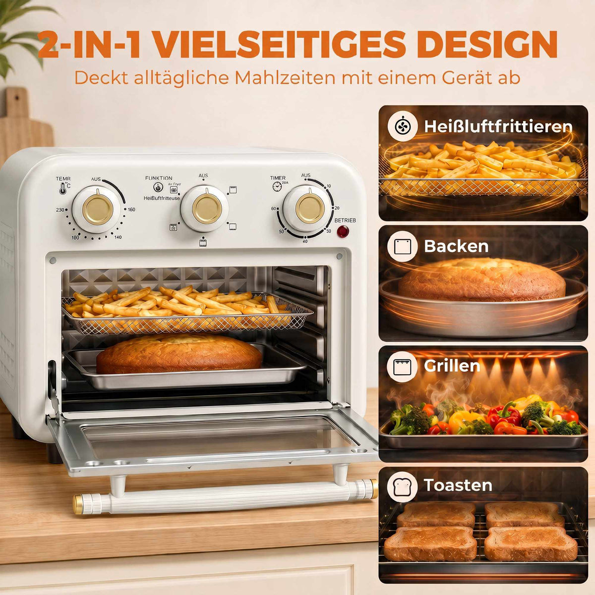 12L Air Fryer Oven, 5 Programs, Dishwasher Safe, 1200W