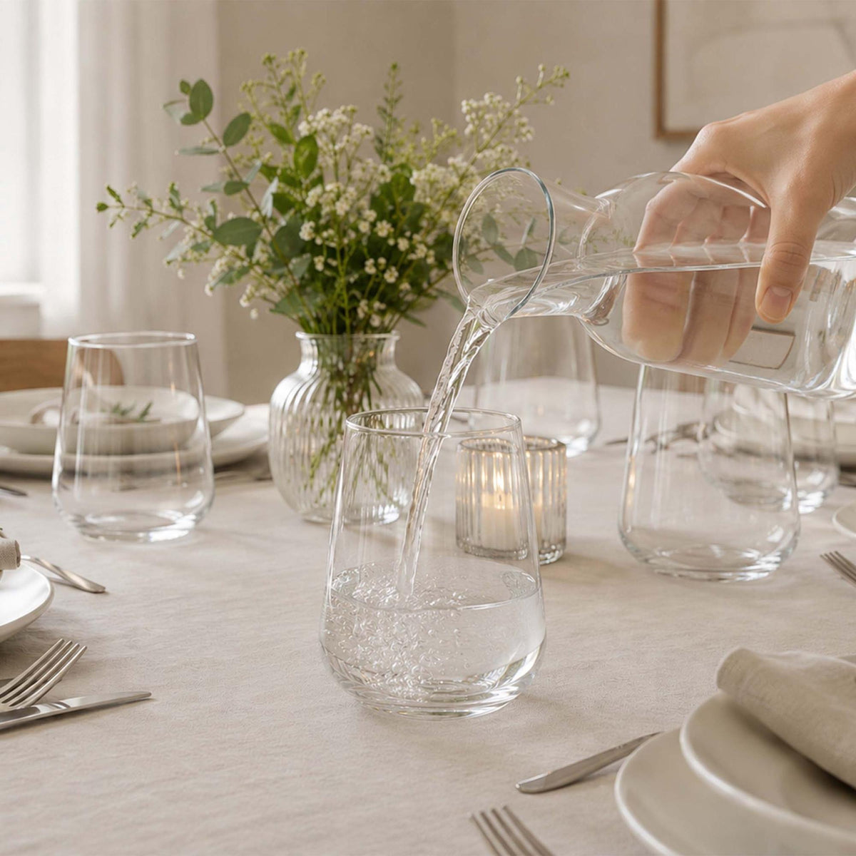 12-Piece Glass Drinking Set – 6 Longdrink & 6 Water Glasses