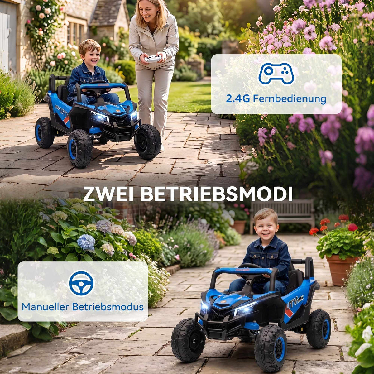 12V Kids Electric Car with Remote, Blue, Ages 3-5
