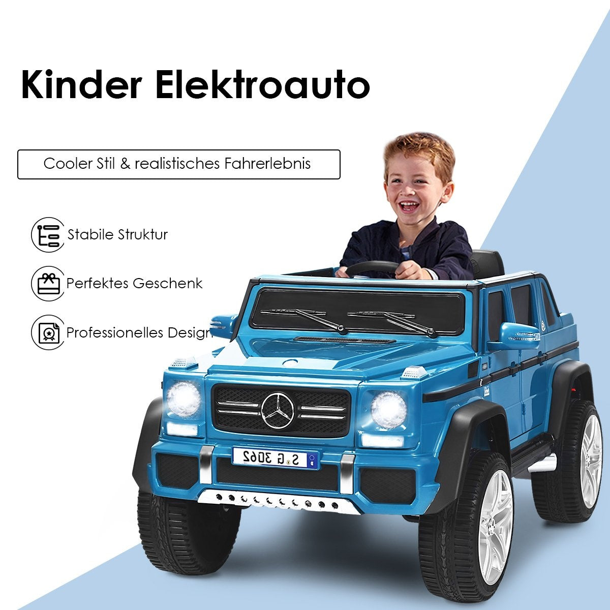 12 V Licensed Mercedes-Benz Maybach Battery Powered Jeep with Suspension 115 x 67 x 57 cm Blue