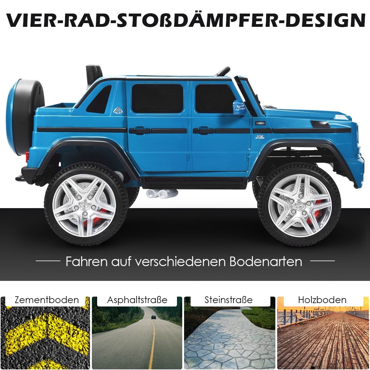 12 V Licensed Mercedes-Benz Maybach Battery Powered Jeep with Suspension 115 x 67 x 57 cm Blue