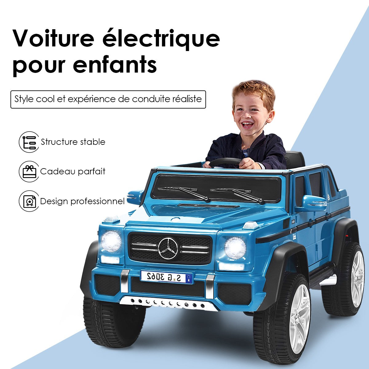 12V Ride-On Car With Remote Control, Suspension, Blue