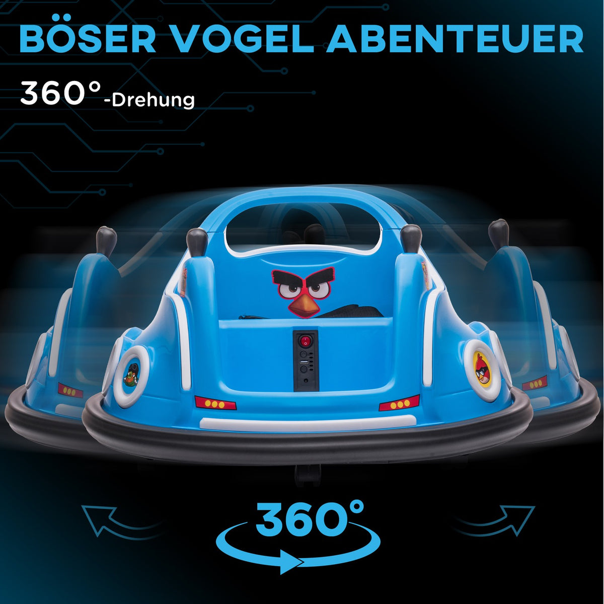 12V children's bumper car with 2.4 G remote control, electric bumper with music and lights, 1.5-3 km/h, children's electric car with 360° rotation, for children 3-5 years, blue
