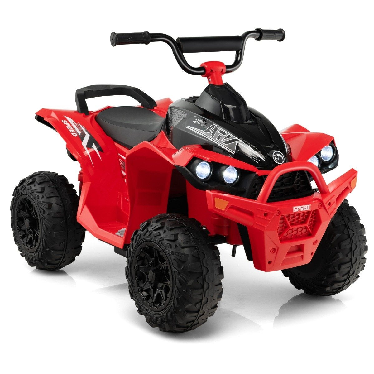 12V electric children's quad with 2.2/4.3 KM/H speed & Horn, music & LED lights electric quad red