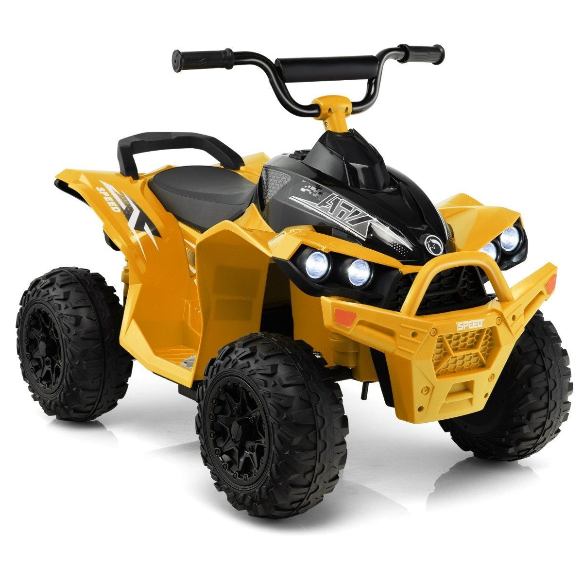 12V electric children's quad with 2.2/4.3 KM/H speed & Horn, music & LED lights electric quad yellow