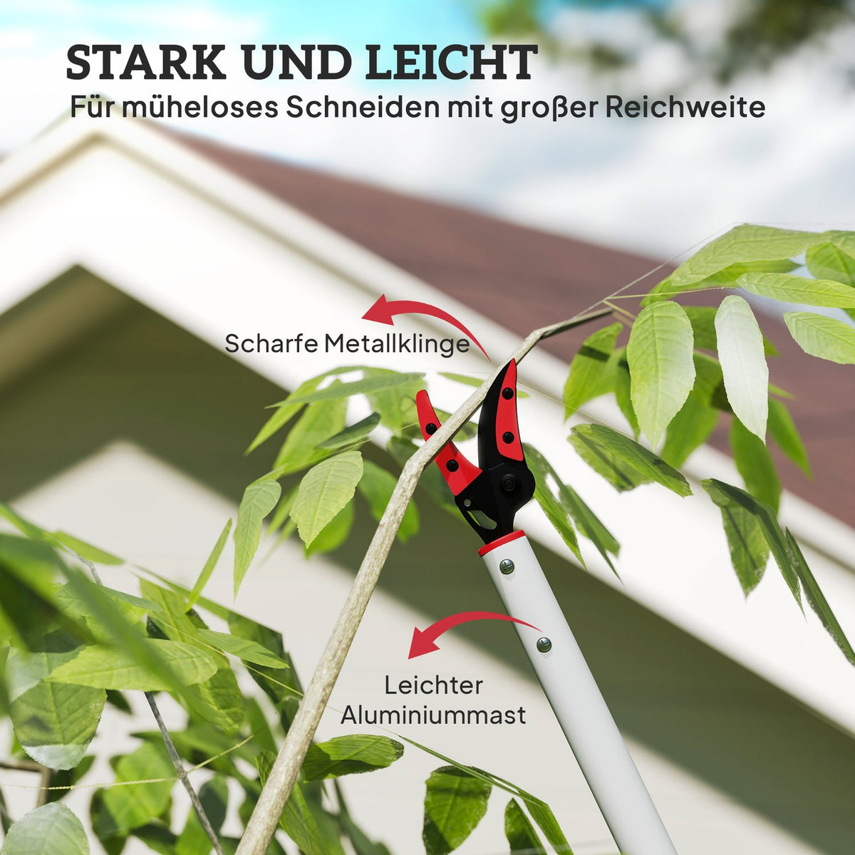 1.2 m tree shears, pruning shears for cutting, garden cutter with aluminum handle, long-handled garden shears, red