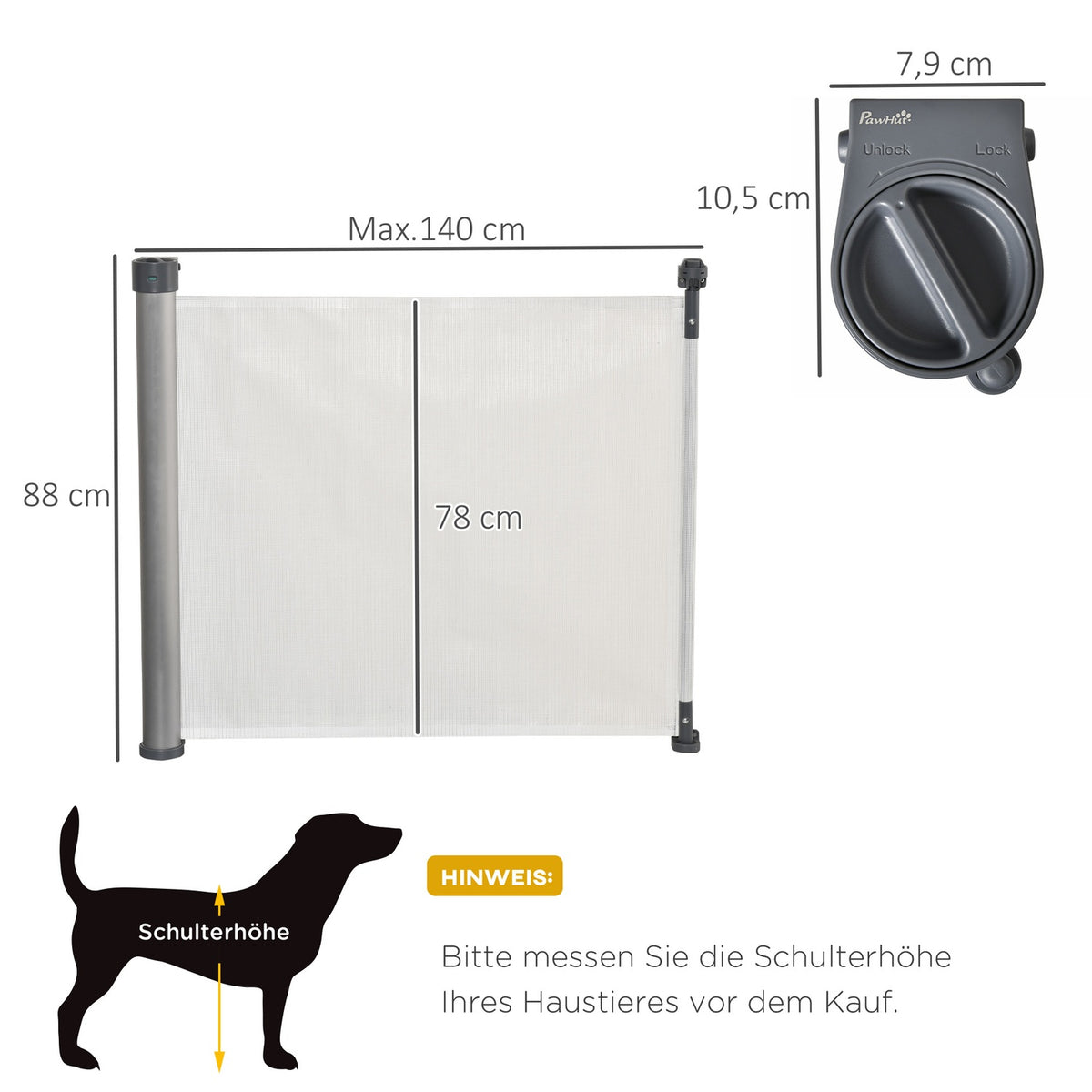 140Cm Extendable Stair Gate, Roll-Up One-Handed Operation, Door Gate, Stair Gate, Barrier Gate For Dogs, Door Guard, White