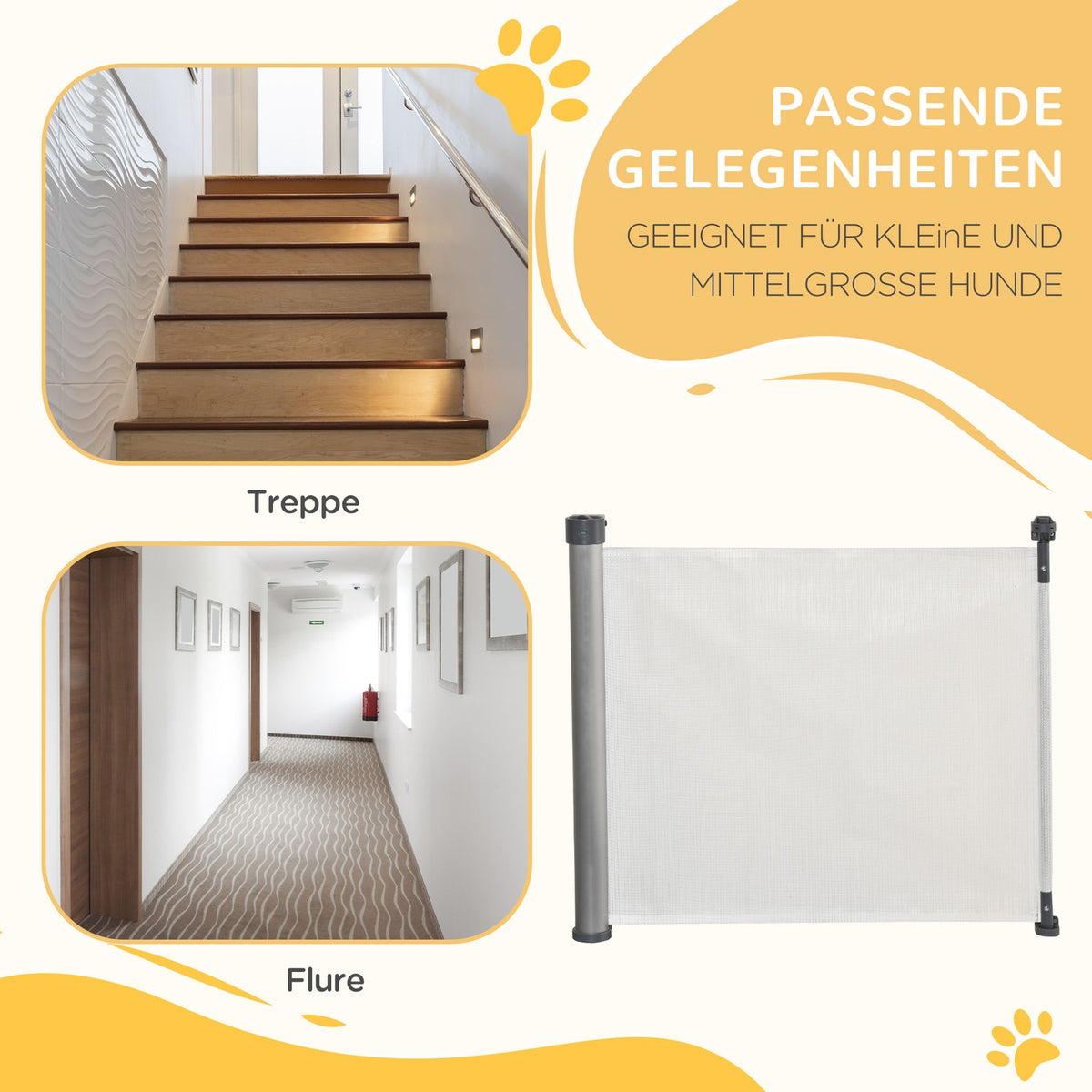 140Cm Extendable Stair Gate, Roll-Up One-Handed Operation, Door Gate, Stair Gate, Barrier Gate For Dogs, Door Guard, White