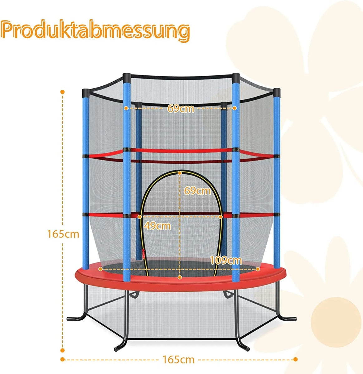 Ø140cm garden trampoline with safety net trampoline can hold up to 135 kg for children aged 3 and over, navy blue