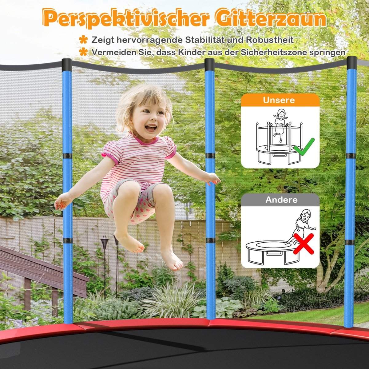 Ø140cm garden trampoline with safety net trampoline can hold up to 135 kg for children aged 3 and over, navy blue