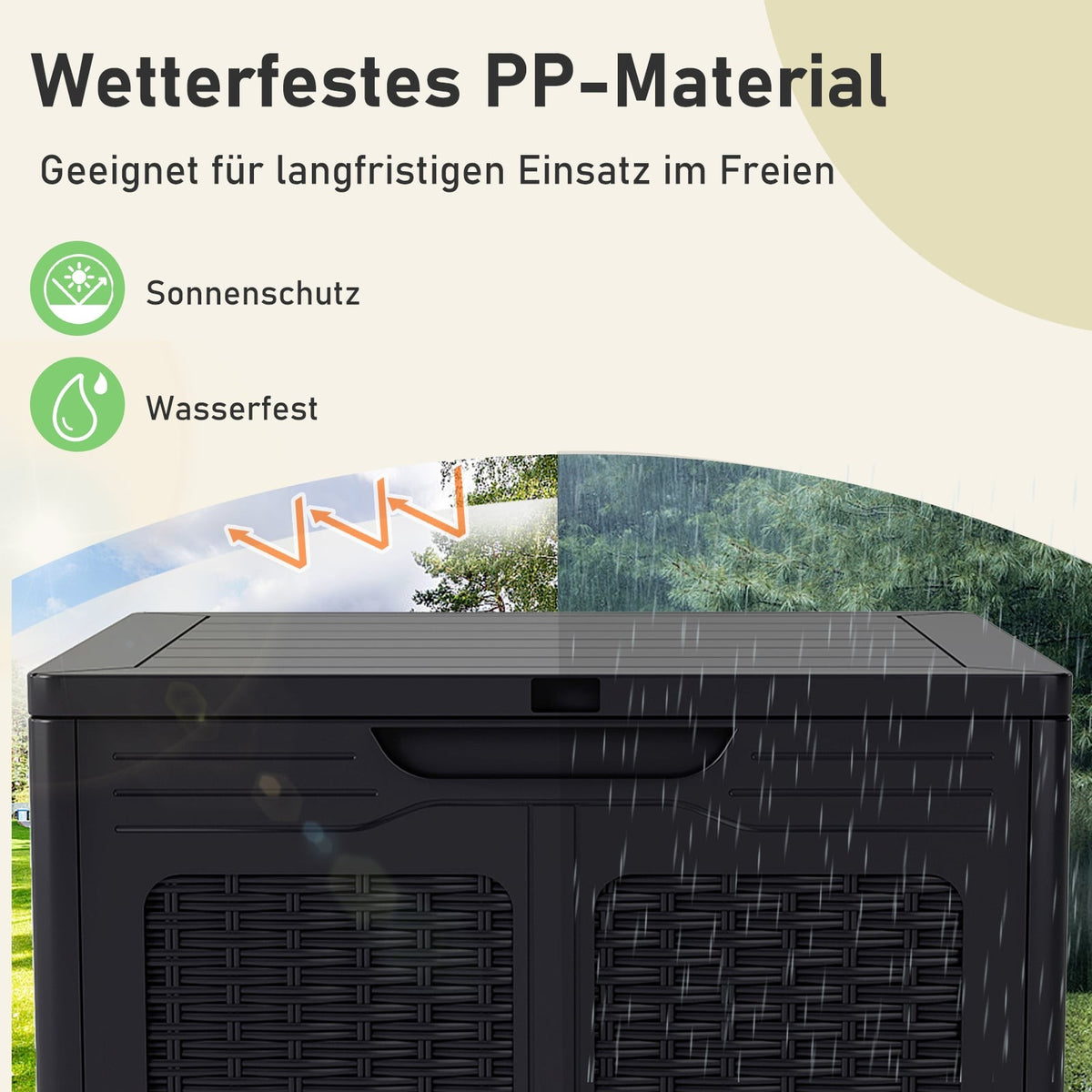 145L Outdoor Storage Box, Weatherproof, Rattan Design