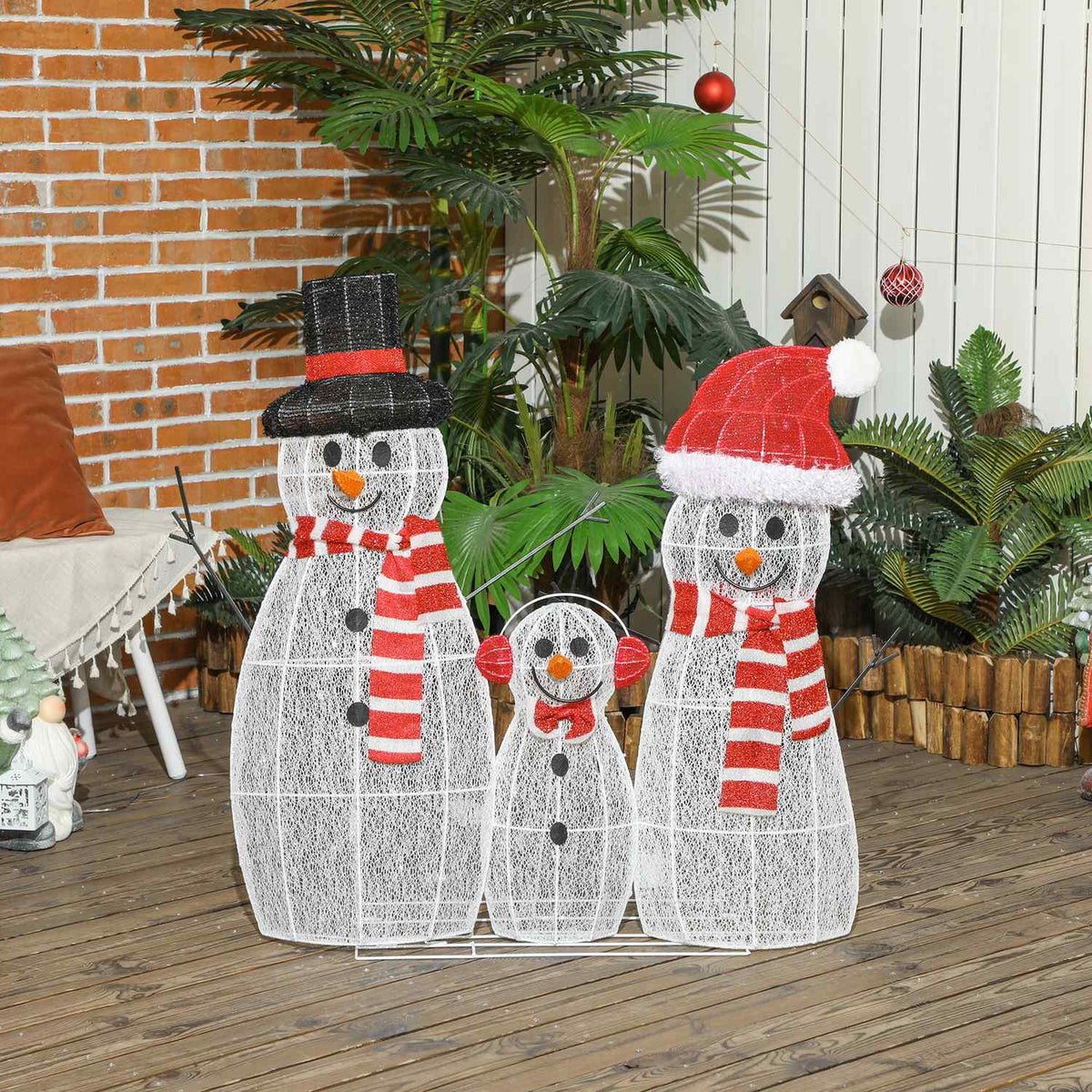 148 LED snowman, Christmas decoration in warm white, Christmas lighting, stainless steel frame, for indoor, outdoor, white