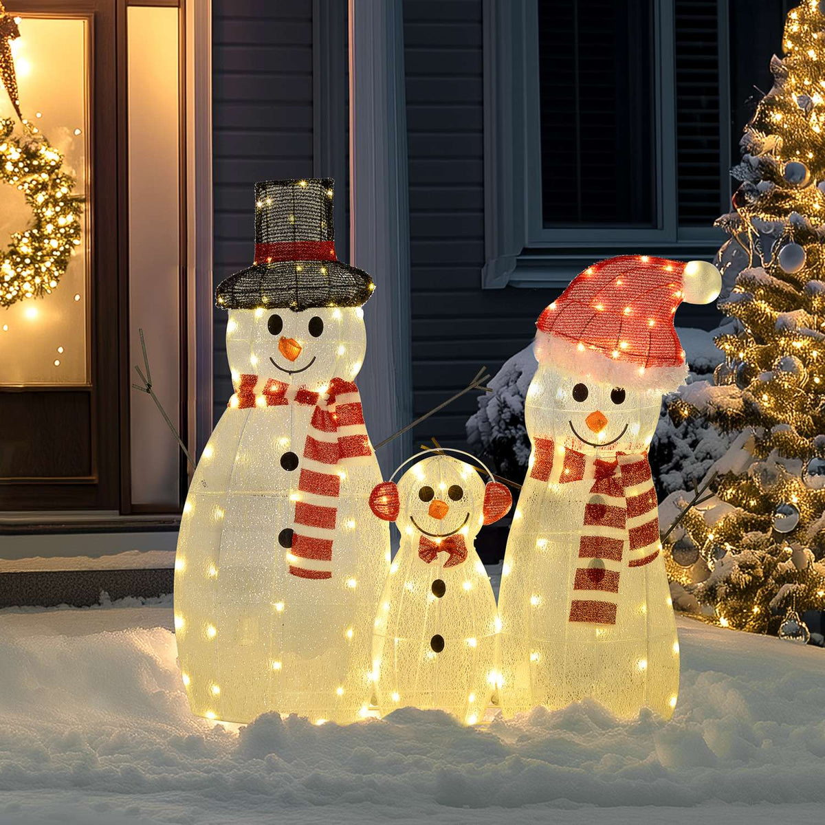 148 LED snowman, Christmas decoration in warm white, Christmas lighting, stainless steel frame, for indoor, outdoor, white
