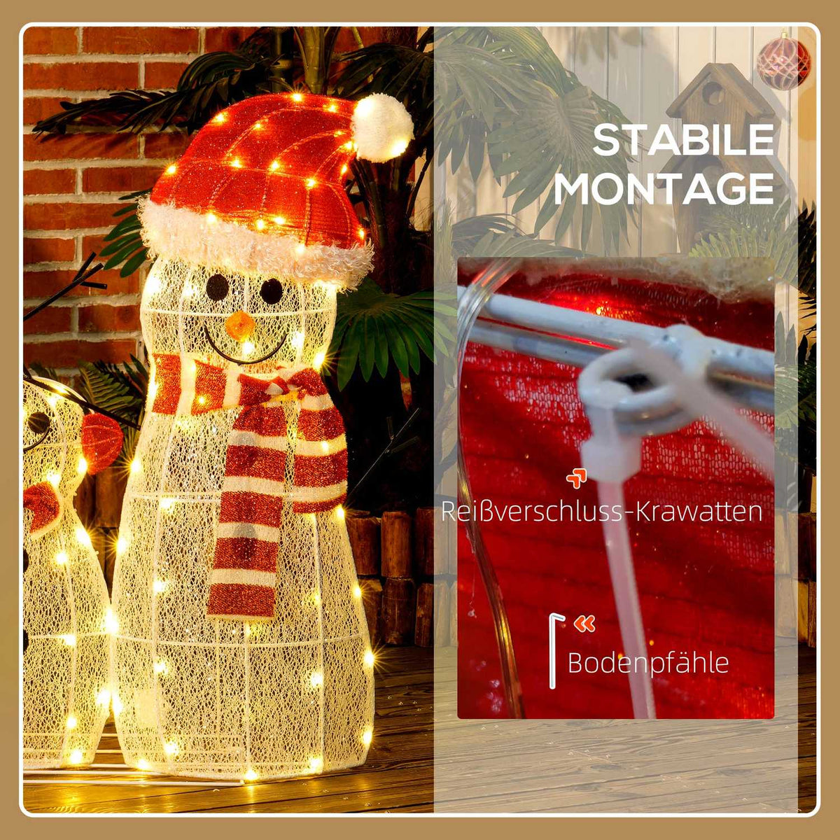 148 LED snowman, Christmas decoration in warm white, Christmas lighting, stainless steel frame, for indoor, outdoor, white