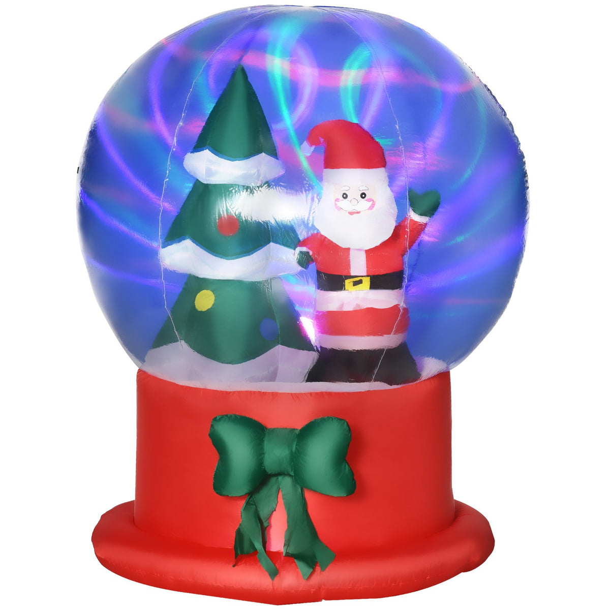 150 Cm Inflatable Christmas Decoration With Santa Claus And Christmas Tree In The Crystal Ball, Waterproof With Led Light Incl. Blower Ip44