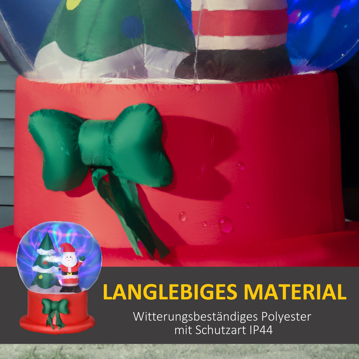 150 Cm Inflatable Christmas Decoration With Santa Claus And Christmas Tree In The Crystal Ball, Waterproof With Led Light Incl. Blower Ip44