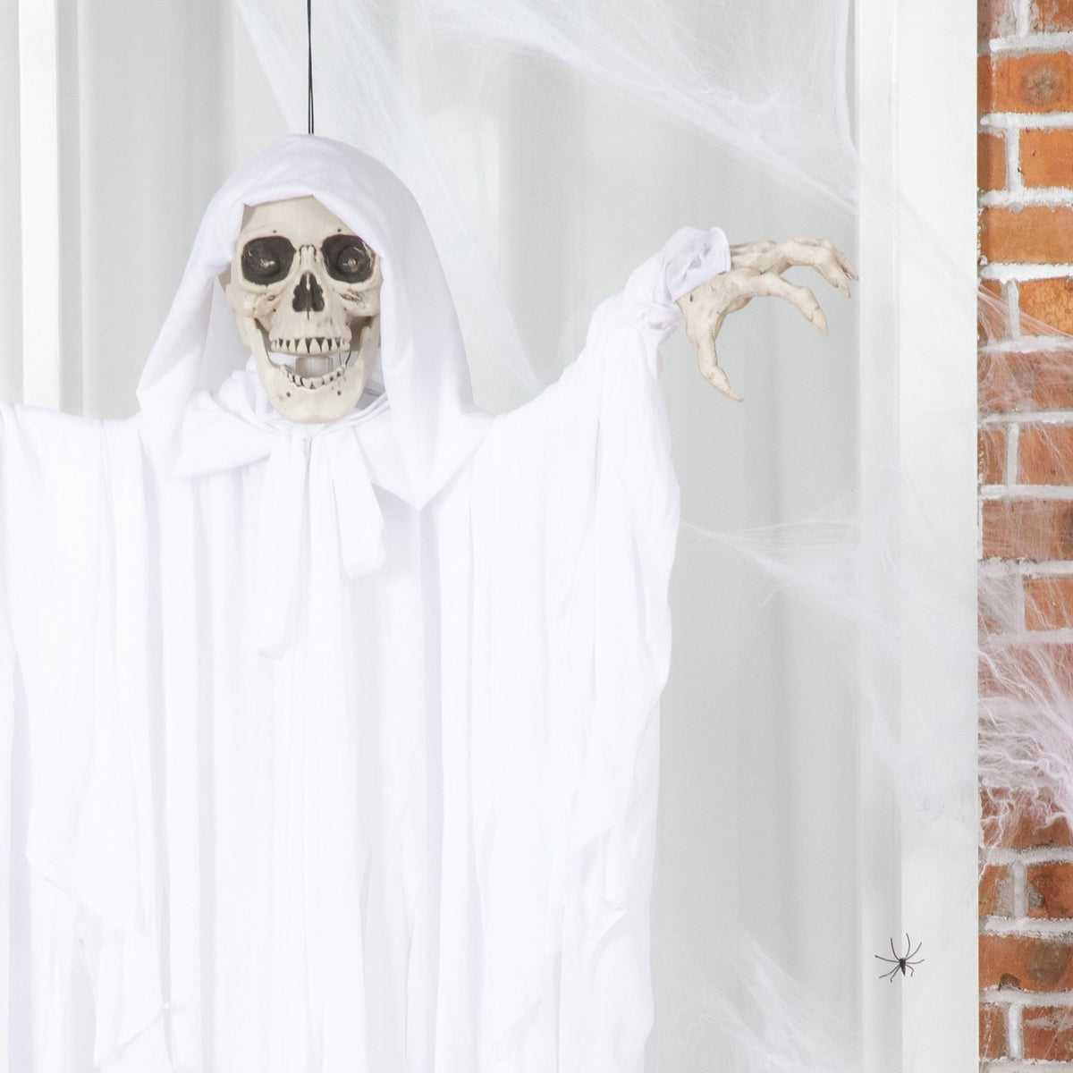 153 Cm Halloween Decoration Horror Ghost Hanging Skeleton Skull Ghost Eye Glow With Special Effects And Sound Function White