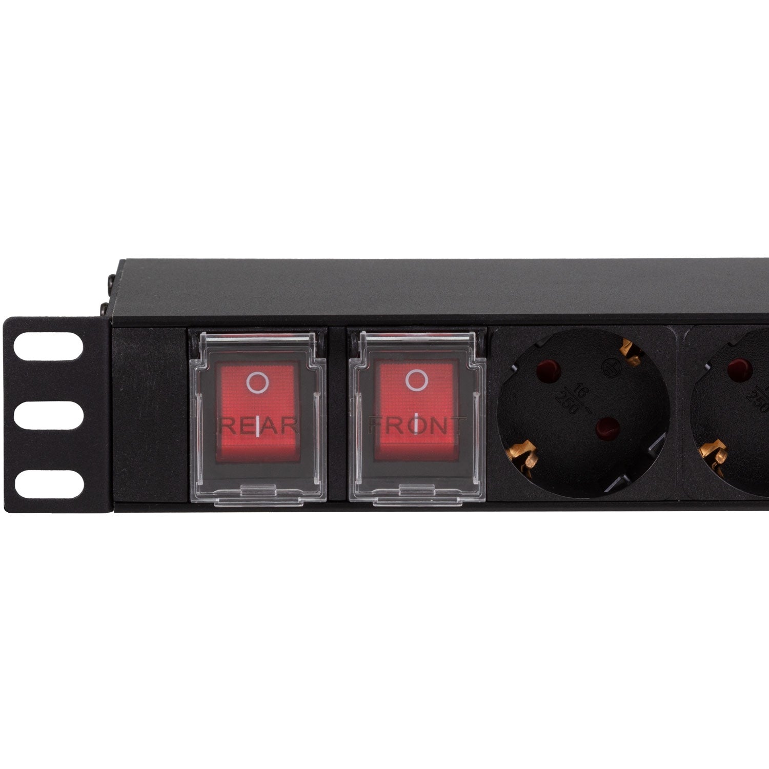 16-way branch socket with surge protection for 19" rack U1 Black