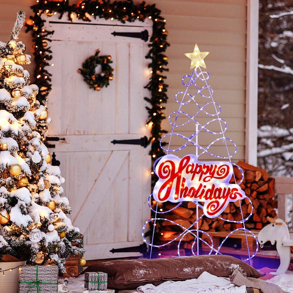 170cm LED Christmas tree with color changing lights & 6 light modes & letters & star