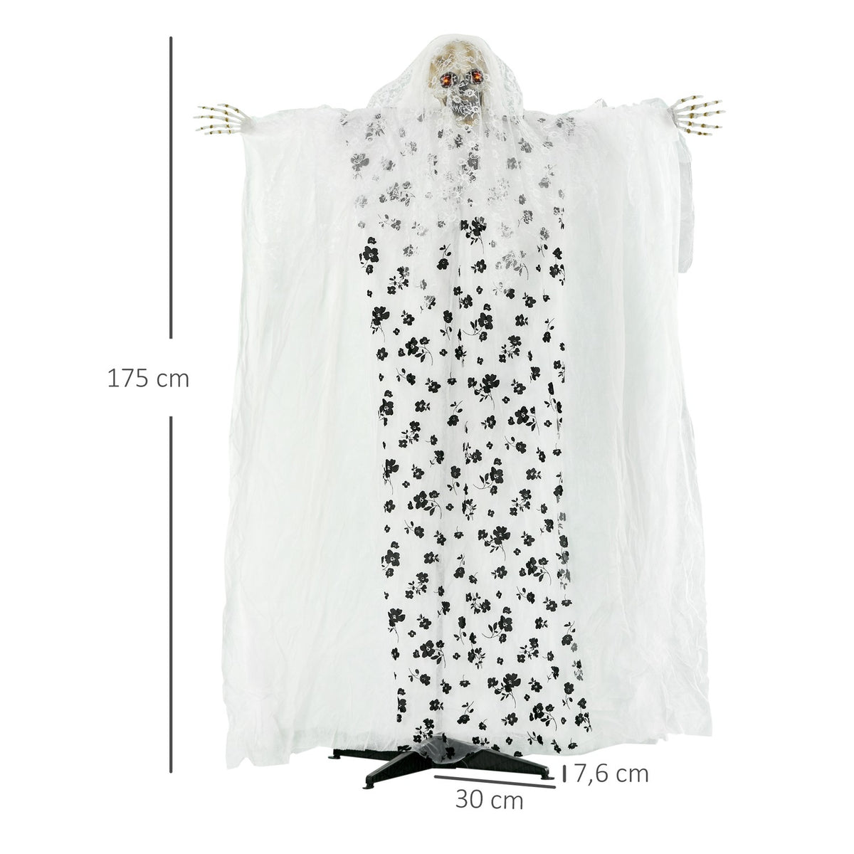 175Cm Halloween Decoration Ghost Bride Hanging Skeleton Skull Eye Glow With Special Effects And Sound Function In Life Size