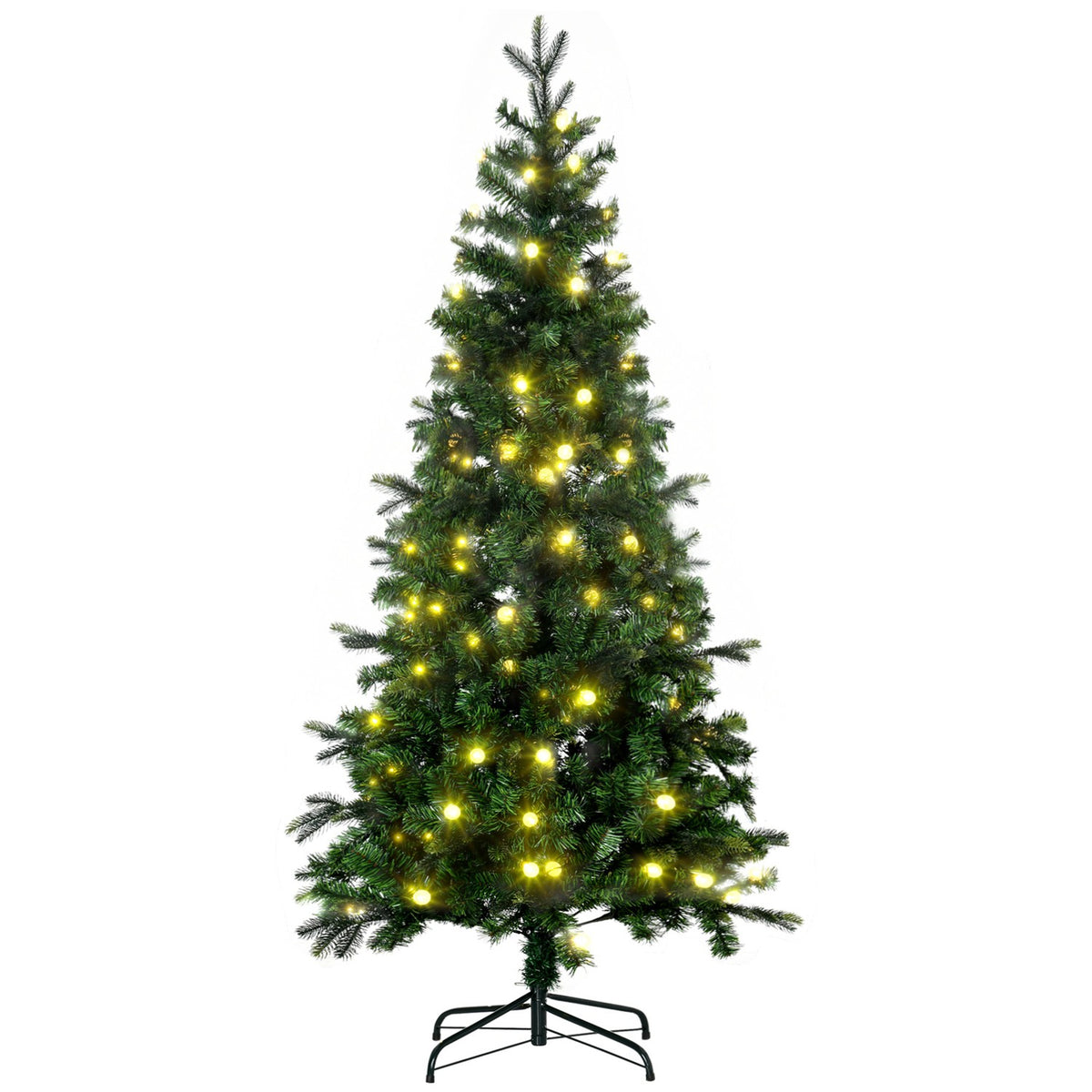 180 Cm Artificial Christmas Tree, Lifelike Christmas Tree With 509 Branch Tips, 260 Led Lights, Four Light Colors For Christmas, Plastic, Green