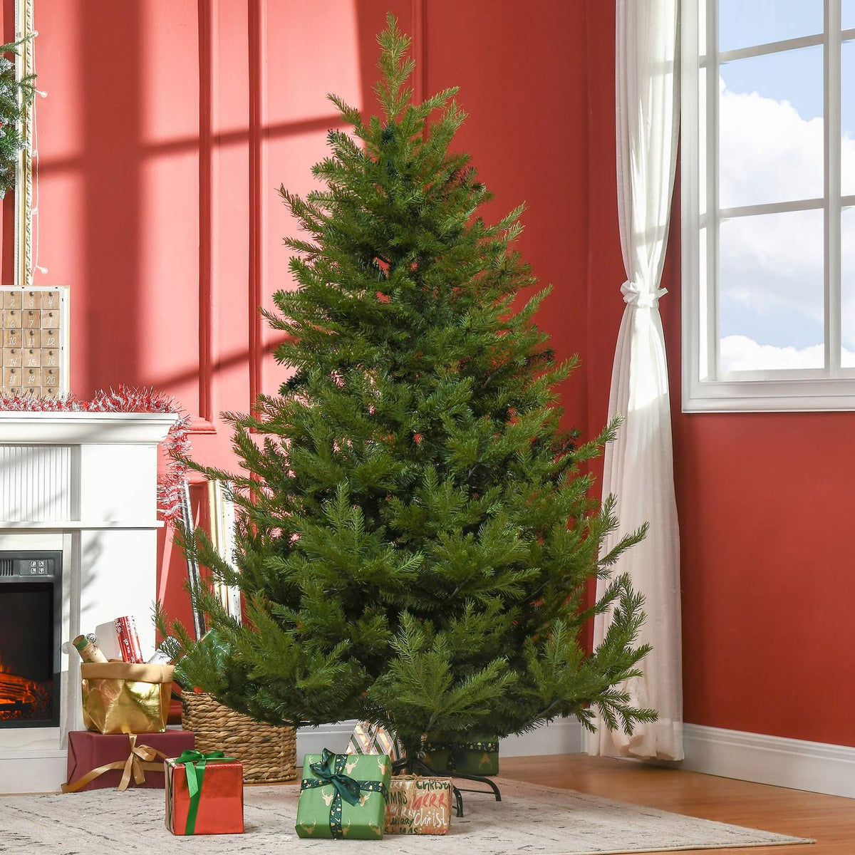 180 Cm Artificial Christmas Tree, Lifelike Dense Branches, Artificial Fir Tree With 1942 Branch Tips, Green