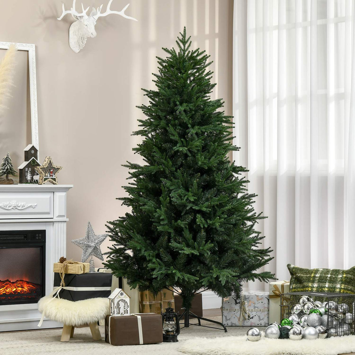 180 Cm Artificial Christmas Tree, Lifelike Dense Branches, Artificial Fir Tree With 4030 Branch Tips, Realistic Look, Green