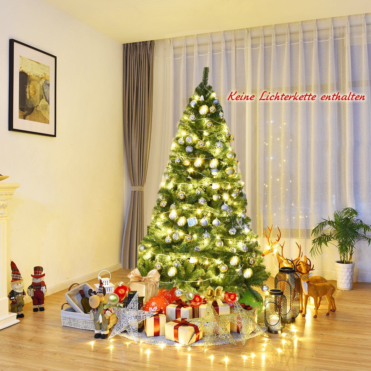 180cm Artificial Christmas Tree Christmas Tree with 1,000 PVC Pine Needles Green