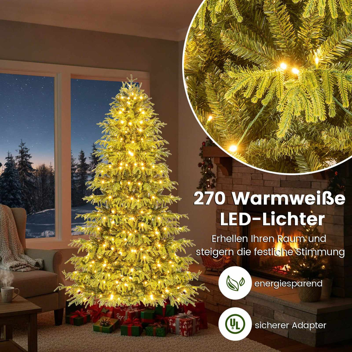 180 cm Artificial Christmas Tree with LED Lights