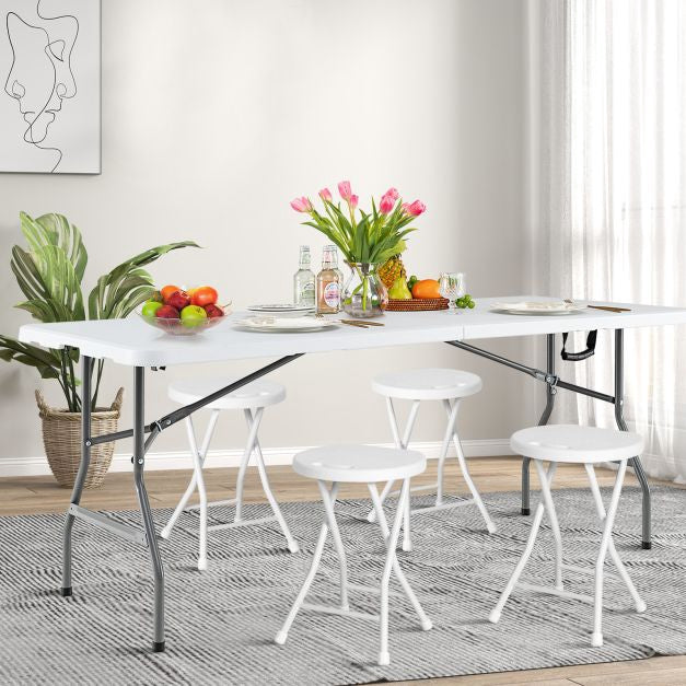 180 cm Folding Plastic Dining Table – Handle, Metal Legs