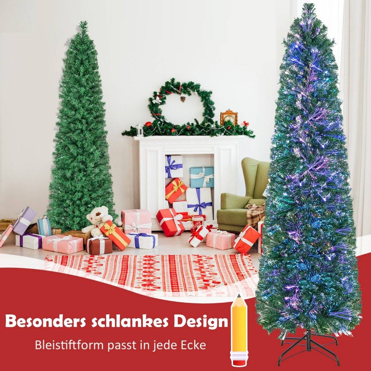 180 cm Large Artificial Christmas Tree in Fiber Optic Green