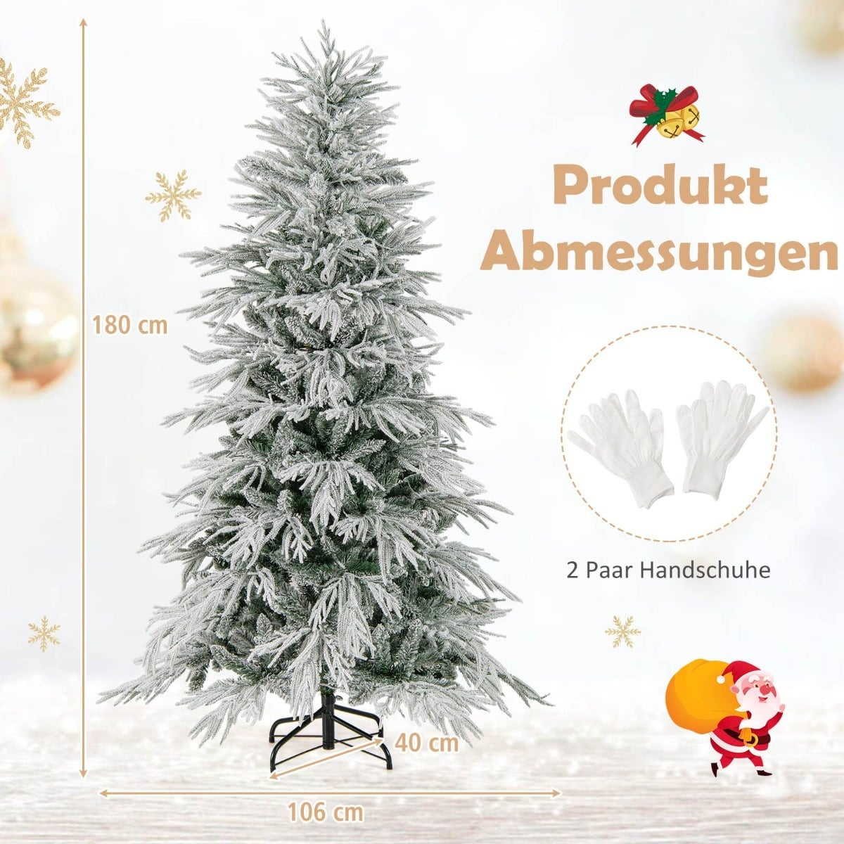 180 cm Snow-Flocked Pre-Lit Christmas Tree, 250 LEDs
