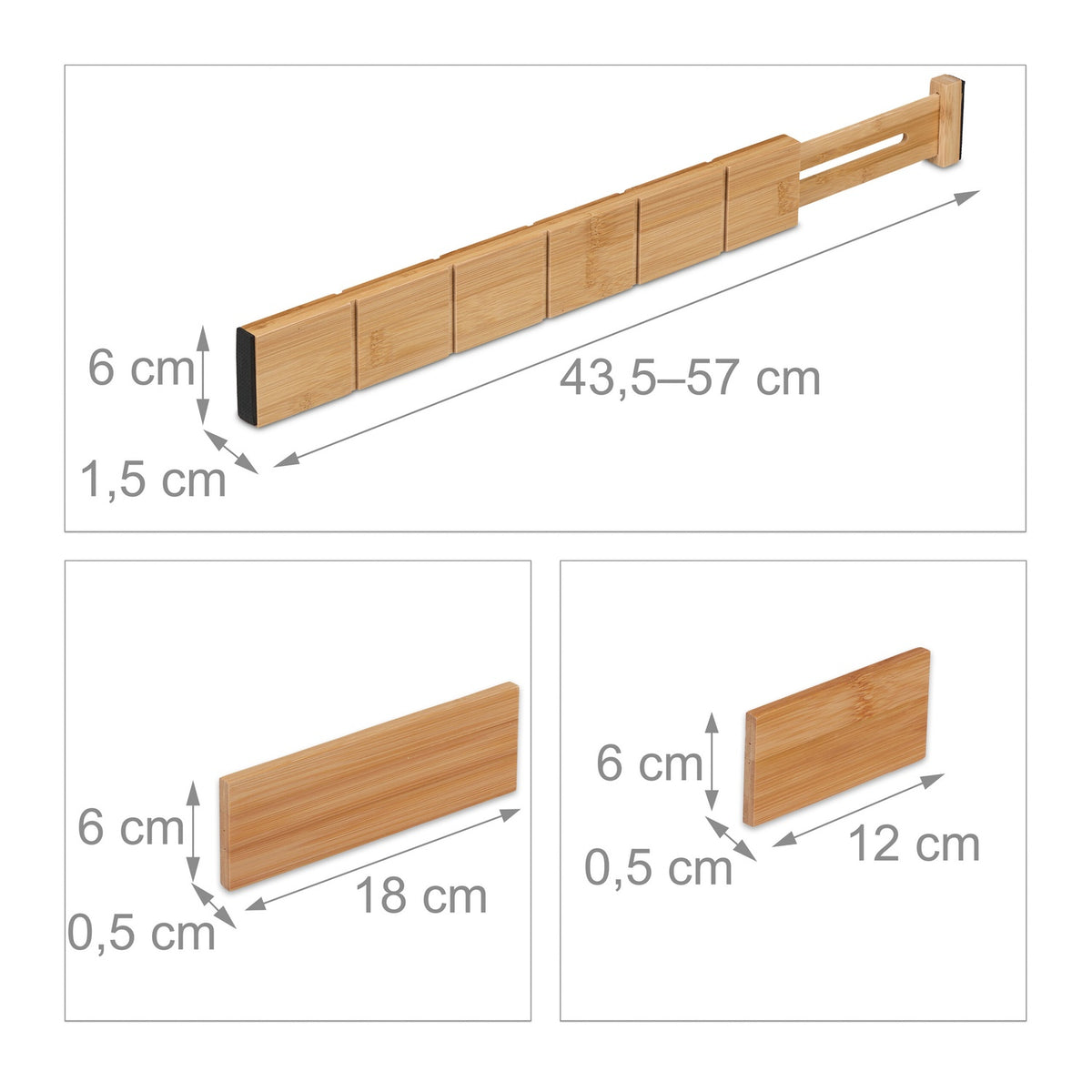 18-piece bamboo drawer divider set