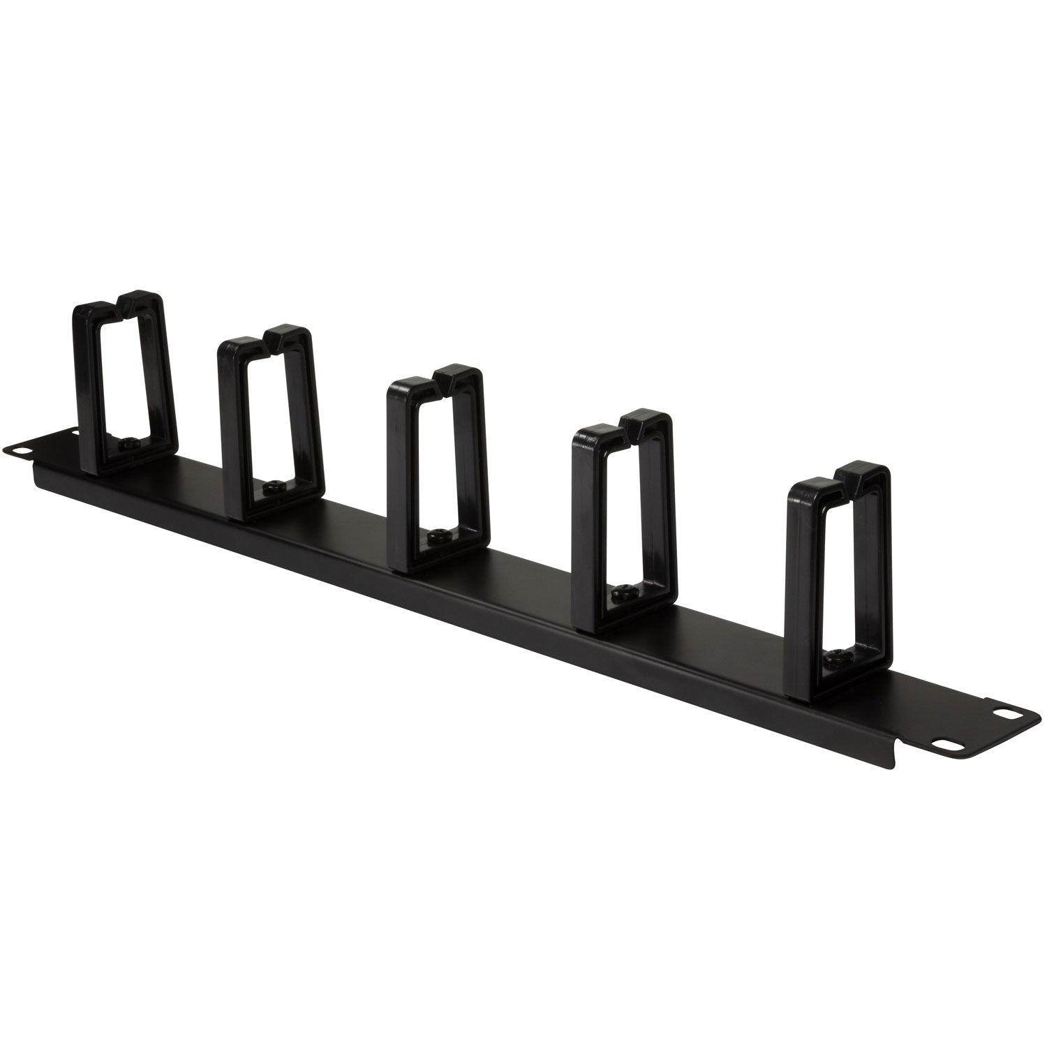 19" cable panel with 5 rotatable brackets U1 Black