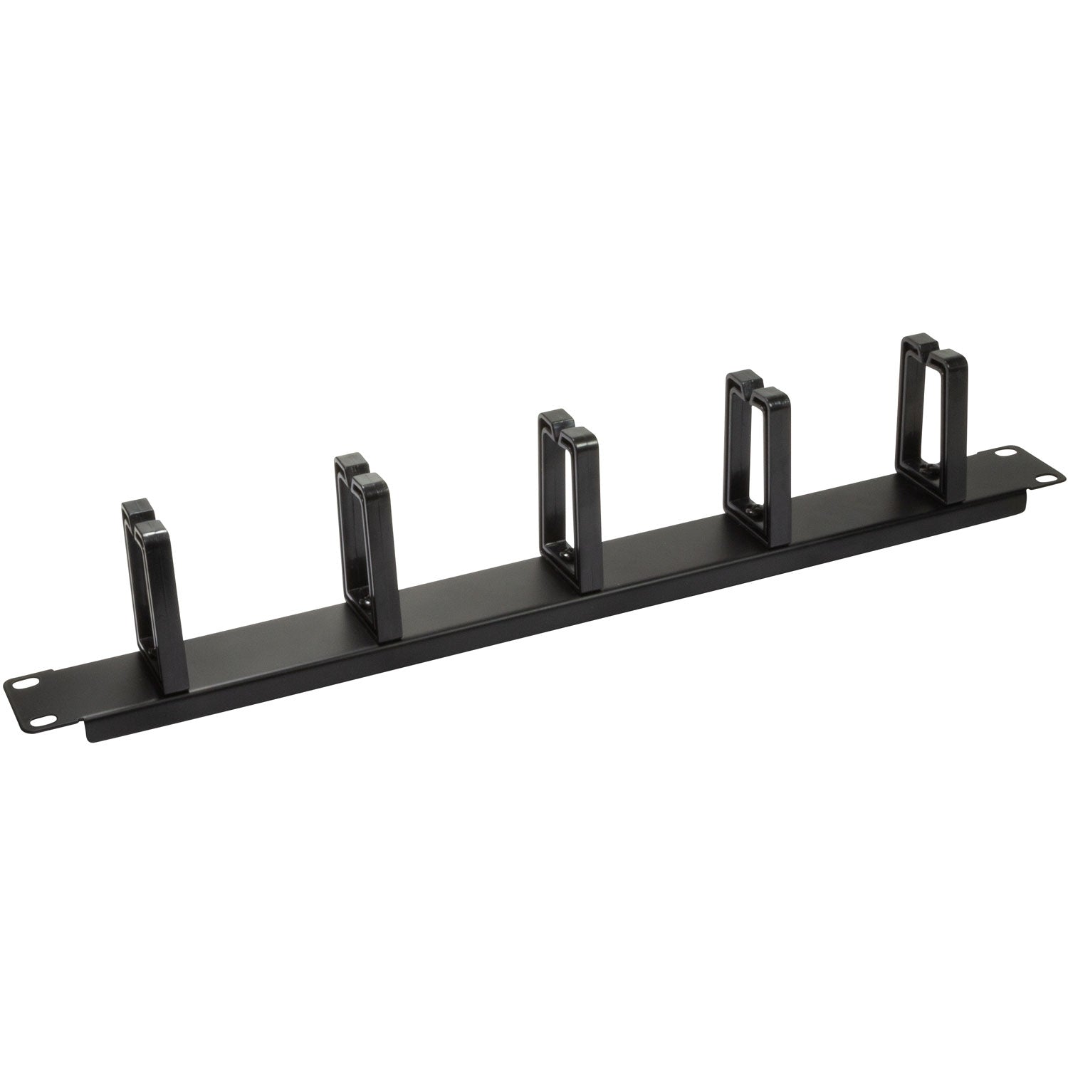 19" cable panel with 5 rotatable brackets U1 Black