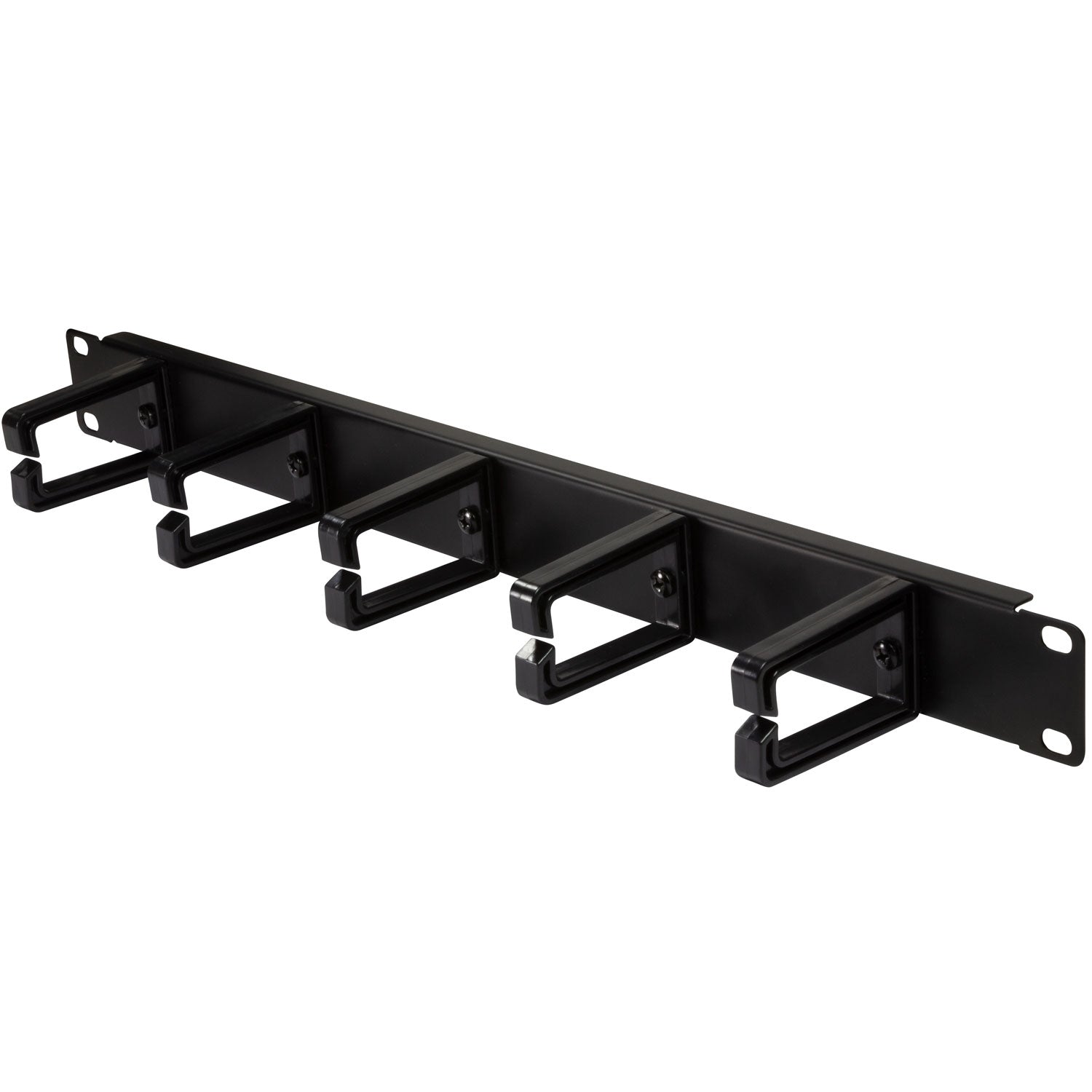 19" cable panel with 5 rotatable brackets U1 Black