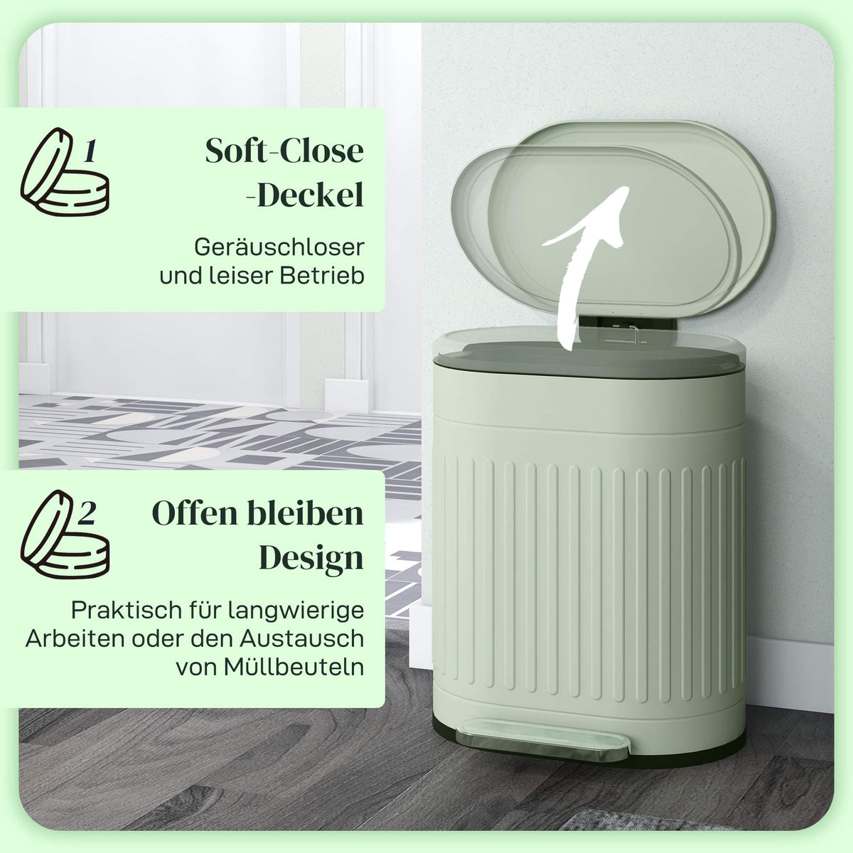 20L Metal Pedal Bin, Soft-Close, Removable Inner Bucket