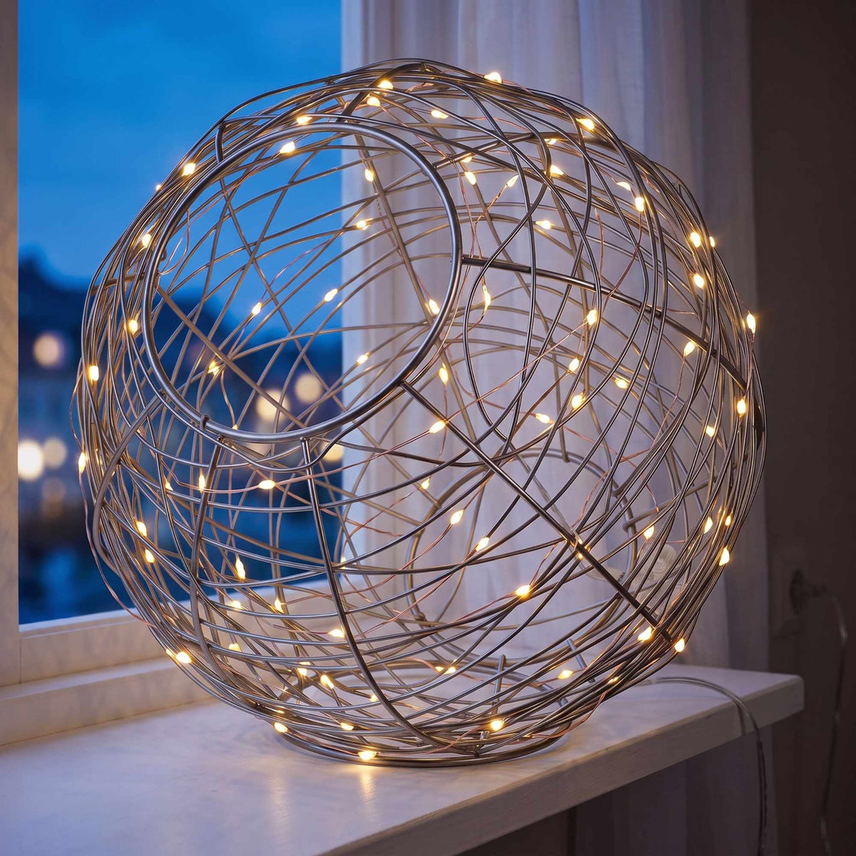 20 cm Silver LED Decorative Light Globe